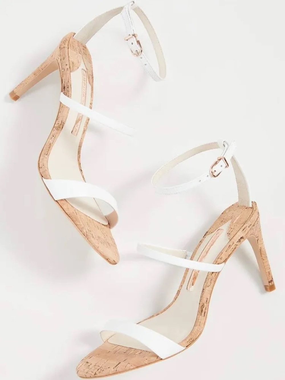 Sophia Webster White Strappy Cork-Heel Sandals - Picture 4 of 13
